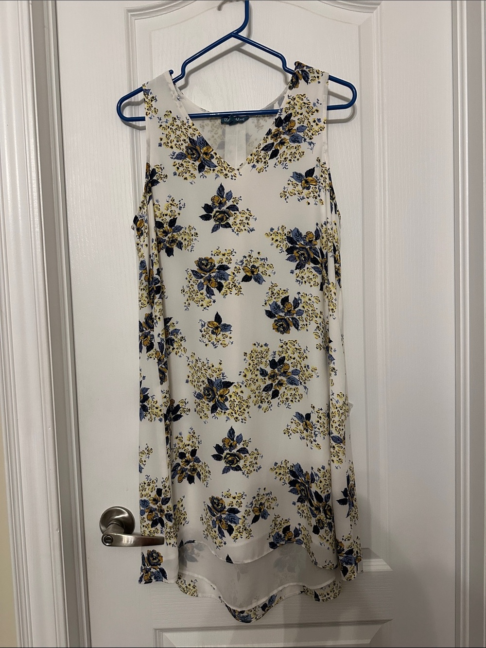 Blue & Yellow Floral High-Low Dress - Sleeveless